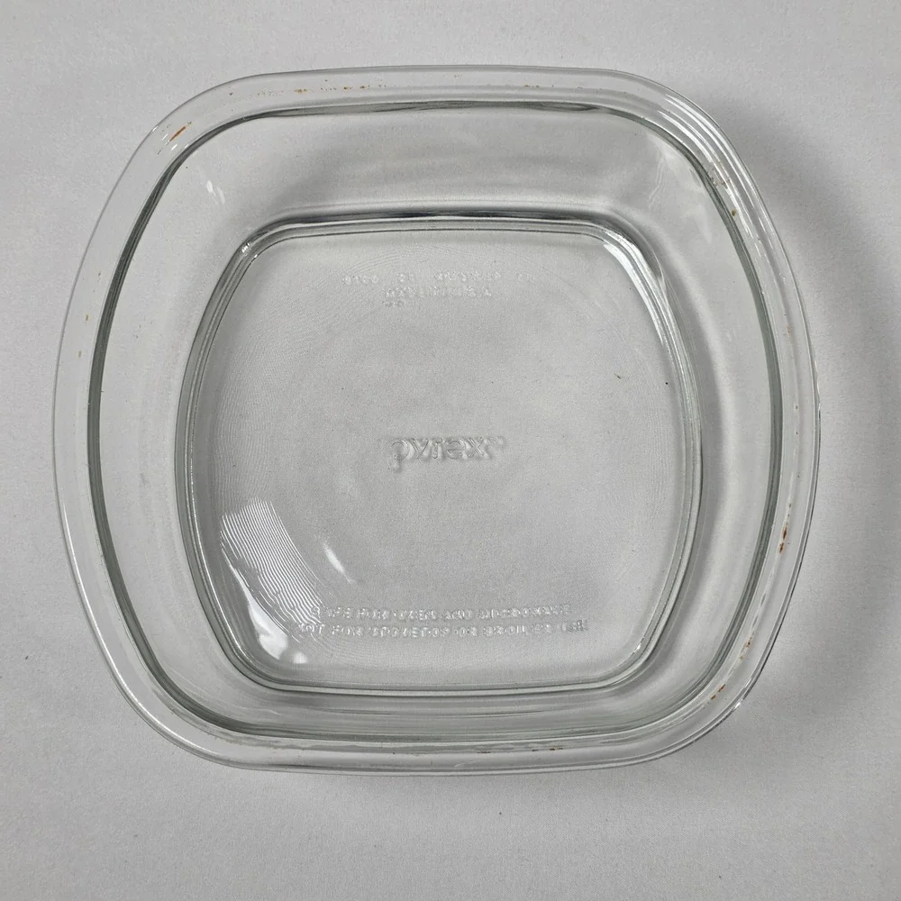 Pyrex 8100 Casserole Dish 4.5 Cup Clear Glass Square Oven Microwave Safe